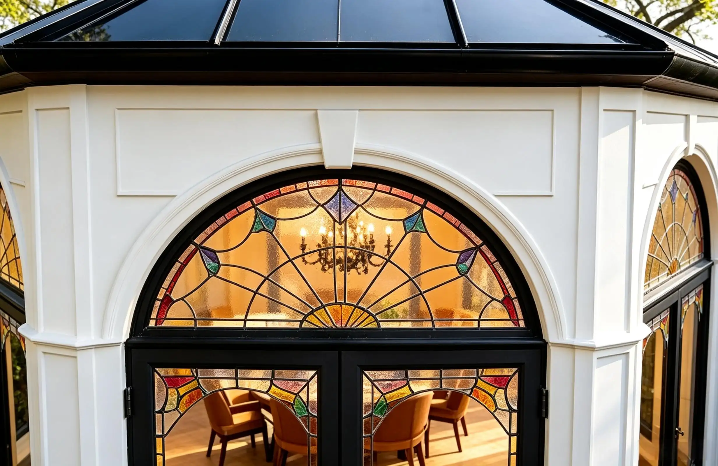 French Octagonal Sunroom with Painted Door - View 1