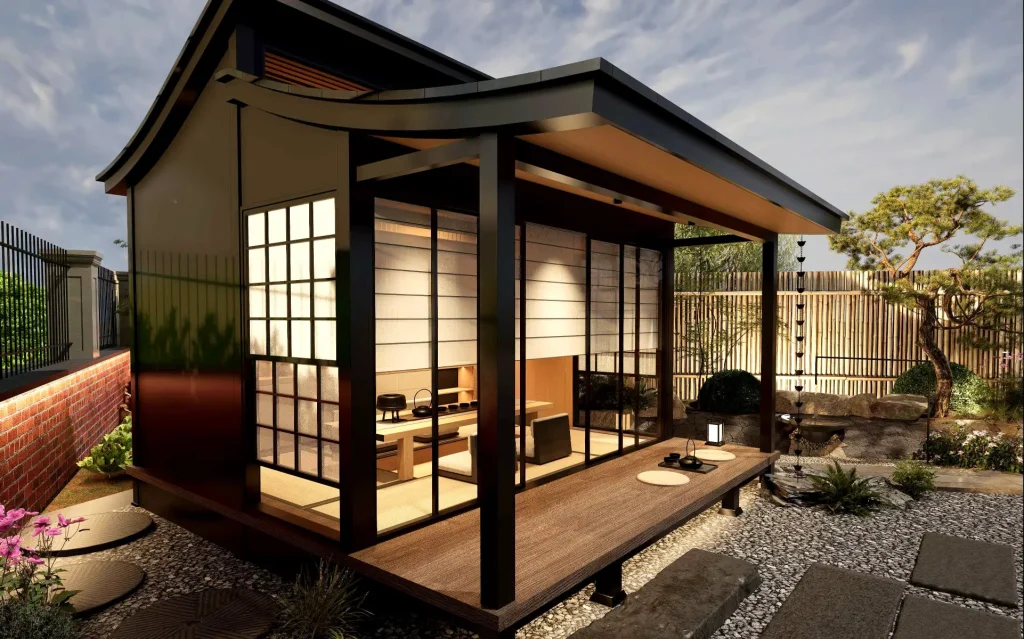 Japanese Upturned-Eaves Aluminum Tea Pavilion: Crafting a Serene Zen Sanctuary